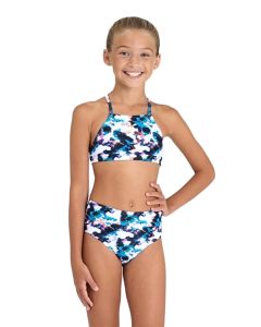 Arena Girls Tie and Dye Crop Top Bikini - Black - Size 6-7Y