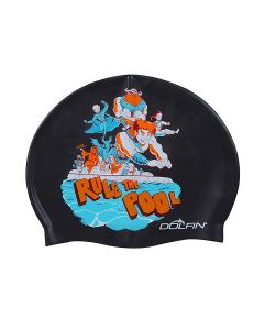 Dolfin Silicone Printed Caps Rule the Pool - Black