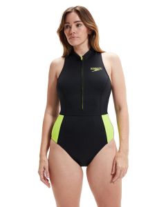 Speedo Sleeveless Thermal Swimsuit - Black / Yellow