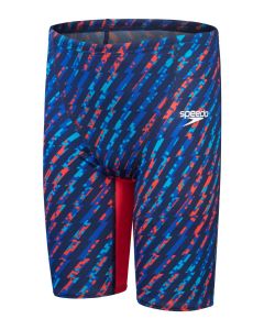Speedo Fastskin Junior Endurance+ Max High Waisted Jammer - Blue / Dark Blue / Red - Front view