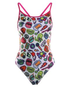 Jaked Womens Crazy Swimsuit - White / Multi- Size 30