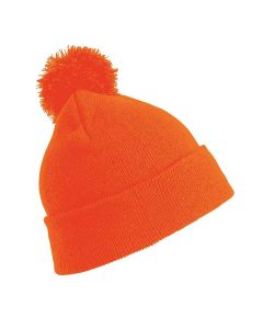Core Kids Pom Pom Beanie - Fluorescent Orange