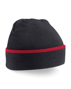 Beechfield Teamwear Beanie - Black / Classic / Red