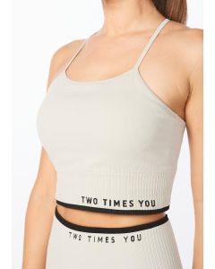 2XU Women's Engineered Longline Crop - Oatmeal - Size S