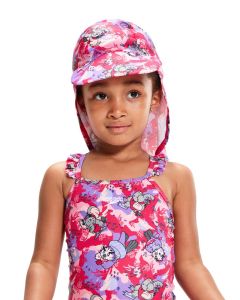 Speedo Girls Learn to Swim Sun Protection Hat - Cherry Pink/Sweet Taro/Hellium