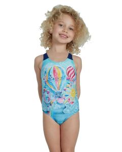 Speedo Junior Girl's Digital Allover Swimsuit - Purple/Blue