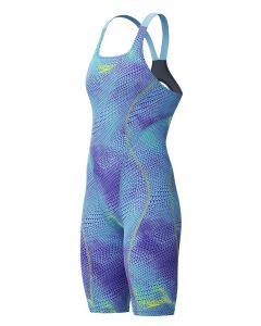 Speedo Fastskin HyperSpark Printed Openback Kneesuit - Blue / Yellow