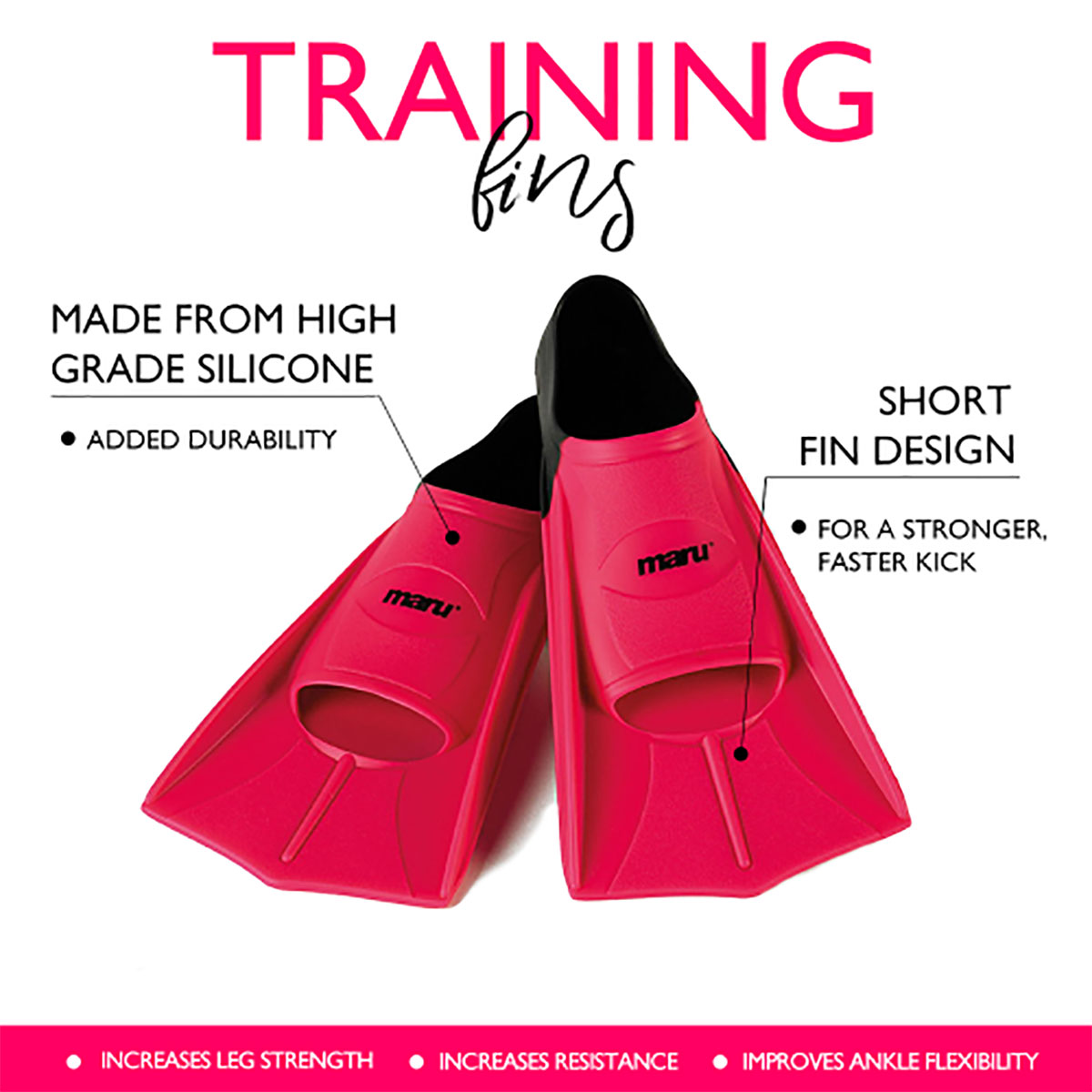 Maru Training Aid Fins - Neon Pink/Black