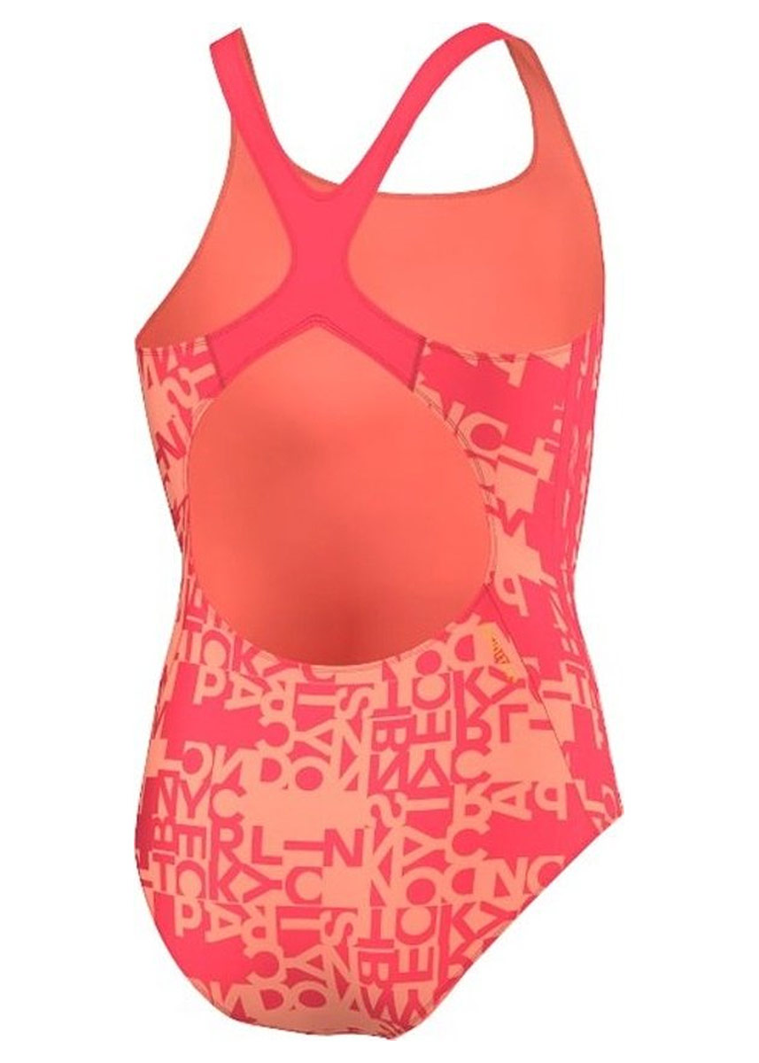 Adidas Girl's Three Stripe Swimsuit - Shock Red