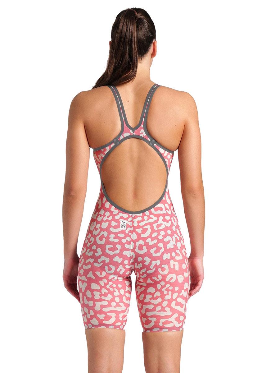 Arena Powerskin Carbon Air² Limited Edition Leopard Skin Openback Kneesuit - Geranium