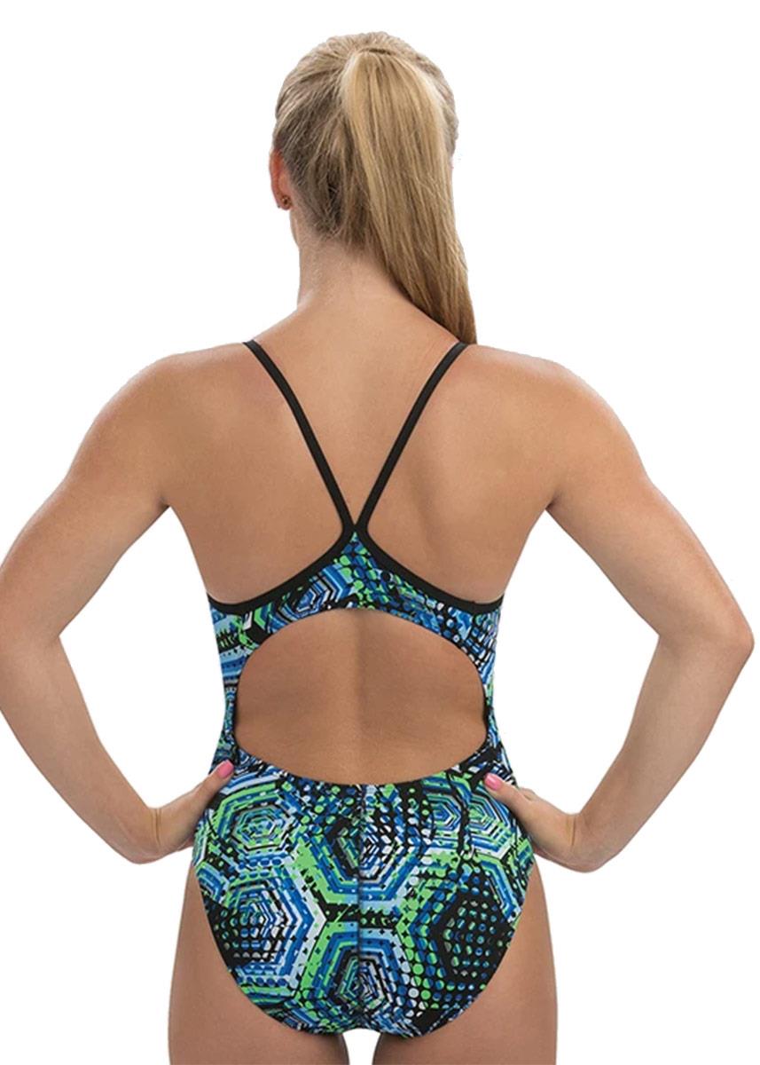 Dolfin Reliance Hive V-Back Swimsuit - Blue/ Green
