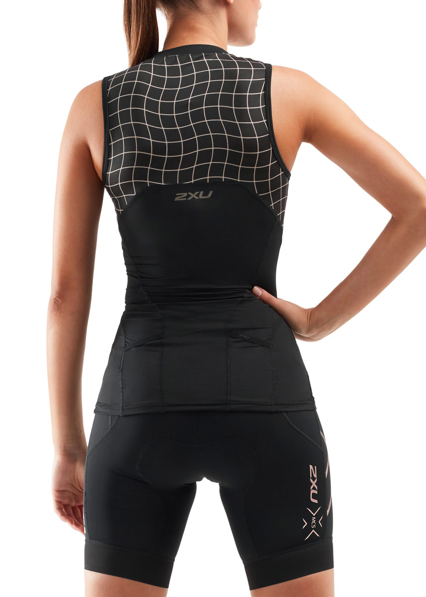 2XU Women's Compression Tri Singlet - Black/Gold